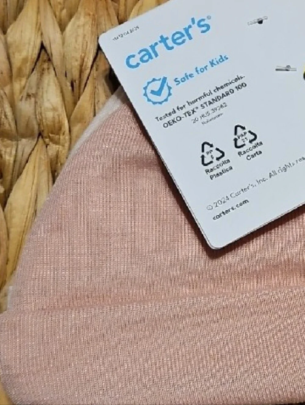 Carter's 2-Pack Baby Hats in Light Pink and Blush